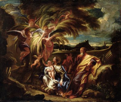 エジプトへの飛行の残り、1700年頃 作： Domenico the Elder Piola