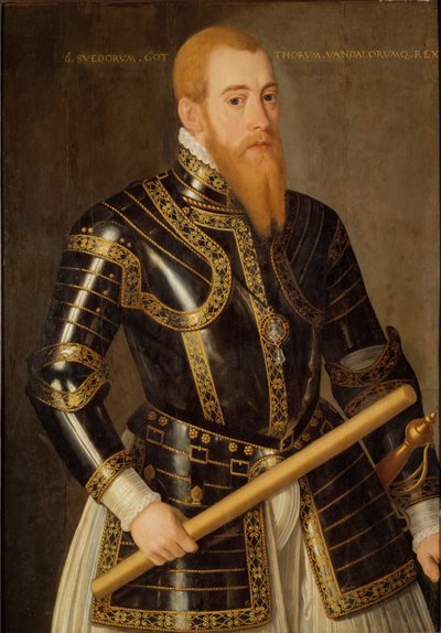 スウェーデン1533-1577年のエリック14世王の肖像。 作： Domenicus Verwilt
