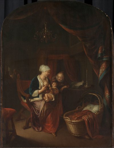 子供に乳房を与える母親 作： Domenicus van Tol