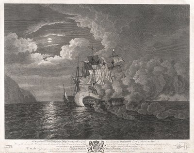 1782年12月12日、フェロル沖でのHMS「メディエーター号 作： Dominic Serres