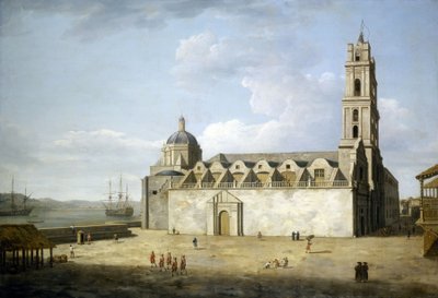ハバナ大聖堂（キューバ）、1762年8月と9月。ドミニク・セレス（1722-1793）による、1762年にイギリス軍に占領された直後の油彩・キャンバス。 作： Dominic Serres