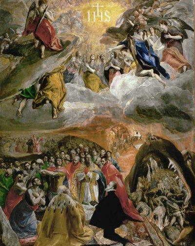 イエスの聖なる御名の崇拝、1577-1579。 作： Dominico El Greco