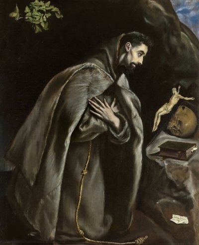 祈る聖フランシスコ、1585年頃。 作： Dominico El Greco