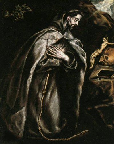 祈る聖フランシスコ、1595年頃。 作： Dominico El Greco