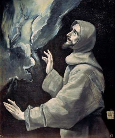 聖痕を受ける聖フランチェスコ、1585～1590年頃。 作： Dominico El Greco