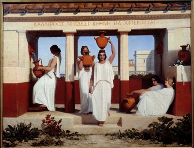 泉のほとりのギリシャの女性たち ドミニク・パペティ（1815-1849）の絵画 1841年 日0.56x0.73 m 作： Dominique Louis Papety