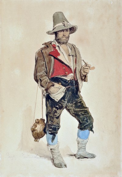 画家エミール・ルーボン（1809-1863）の肖像（水彩） 作： Dominique Louis Papety