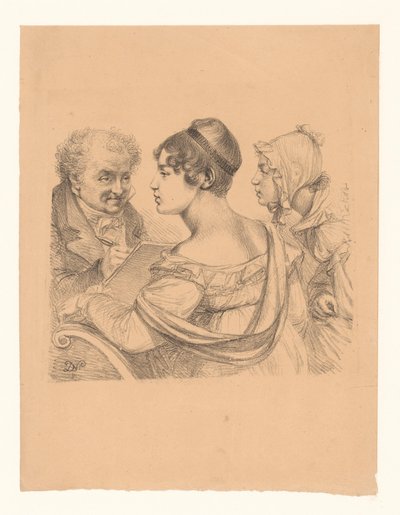 2 人の若い女性をモデルにしたアーティストの自画像 作： Dominique Vivant Denon (baron)