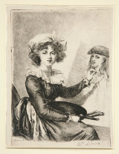 Louise-Elisabeth Vigé-Lebrun (Mlle Lebrun)、ウフィツィ美術館の 1790 年の自画像の後、およびその逆 作： Dominique Vivant Denon