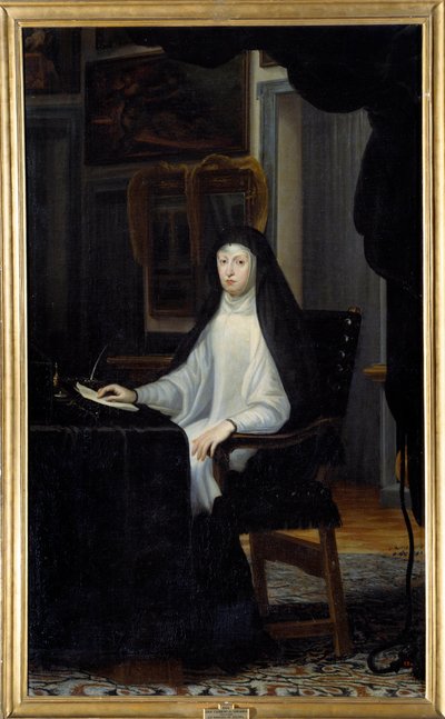女王メアリー・アン・オブ・オーストリア未亡人（1634年～1696年）の肖像。フアン・カレノ・デ・ミランダ（1614-1685）の絵 Ec.Esp 作： Don Juan Carreno de Miranda