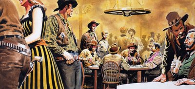 ワイルド・ウェスト・サルーン（紙にグワッシュ） 作： Don Lawrence