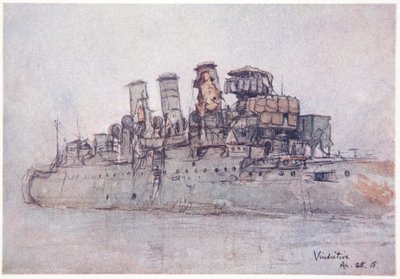HMSヴィンディクティブ、1918年4月25日、ゴードンS.マクスウェル作「海軍戦線」のイラスト、1920年 作： Donald Maxwell