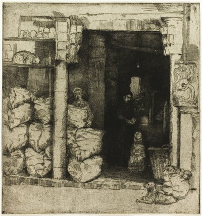 炭屋の店内 作： Donald Shaw MacLaughlan