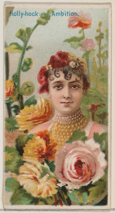 ホーリーホック: 野心、シリーズ「花の美しさと花言葉」N75 for Duk...、1892年から。 作： Donaldson Brothers