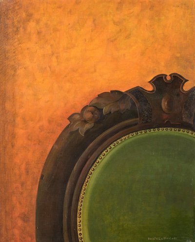 オレンジ色の背景上の肘掛け椅子 作： Donatella Merlo