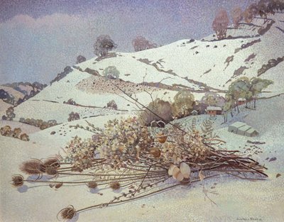 雪景色とドライフラワーの静物 作： Donatella Merlo