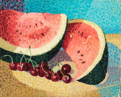 夏の静物、1983年頃（キャンバスに油彩） 作： Donatella Merlo