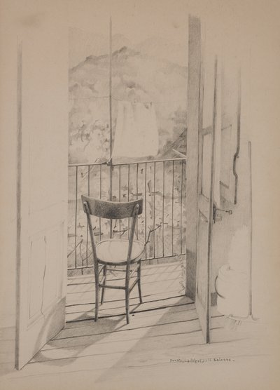 バルコニー、1975年頃（紙に描いたもの） 作： Donatella Merlo