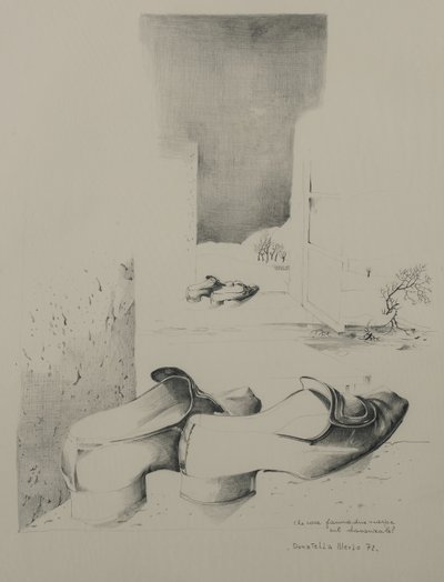 窓辺で 2 つの靴は何をしますか? 作： Donatella Merlo