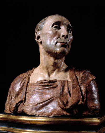 コンドッティエレ（指導者）ニッコロ・ダ・ウッツァーノ（1359-1431）の胸像」ドナト・デ・バルディ・ディ・ドナテッロ（1386-1466）によるテラコッタ彫刻 作： Donatello