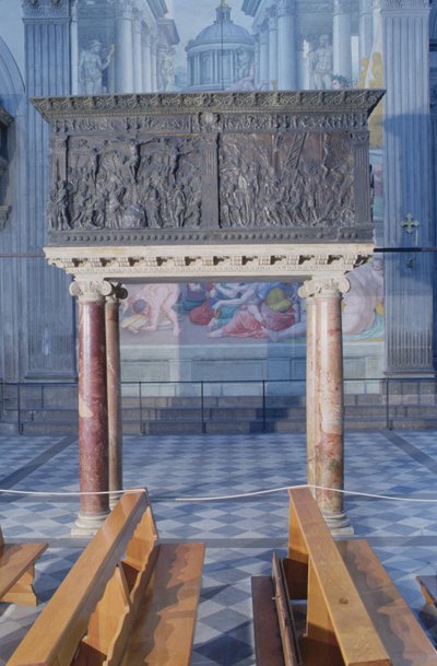身廊の北側の説教壇、1465年（青銅） 作： Donatello