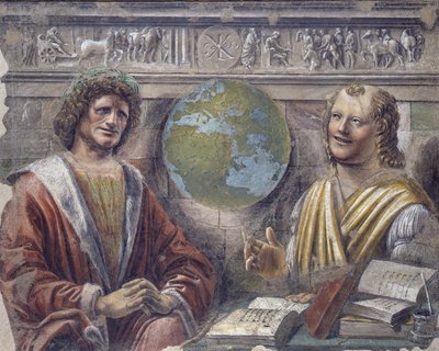 ヘラクレイトスとデモクリトス」1486年頃（キャンバスに運ばれた切り離されたフレスコ画 作： Donato Bramante