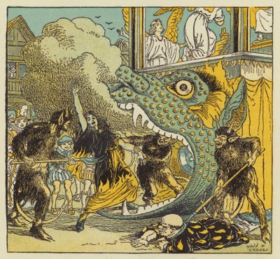 ウィリアム・シェイクスピアが少年時代に見たタイプの推理劇（カラーリトグラフ） 作： Donn P. Crane