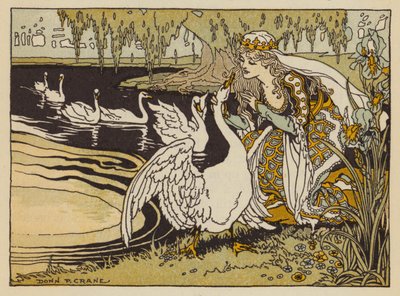 6 羽の白鳥、ドイツのおとぎ話 (カラー リソ) 作： Donn P. Crane