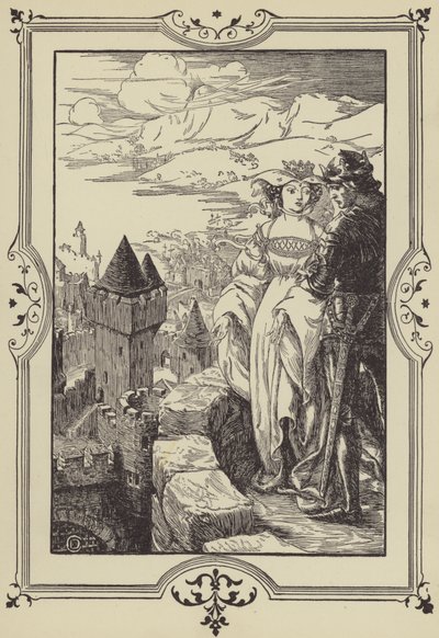 "Annoure brought the King upon the battlements" (litho) 作： Dora Curtis
