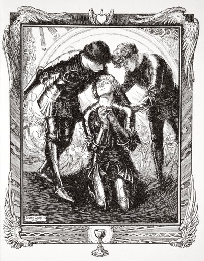 「それから彼らはガラハド卿のところへ行きました」、1905 年。 作： Dora Curtis