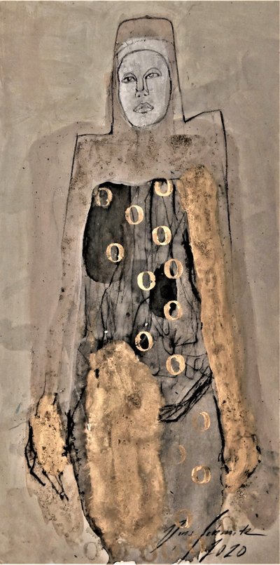 抽象的な黄金の像 作： Doris Schmitz