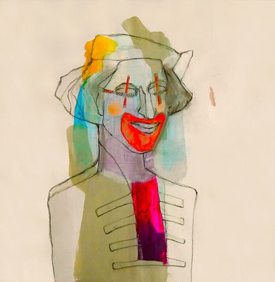 色鮮やかなピエロの肖像画 作： Doris Schmitz