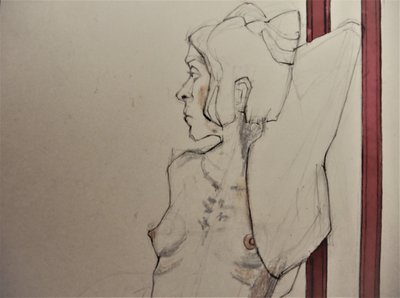 瞑想する女性のスケッチ 作： Doris Schmitz