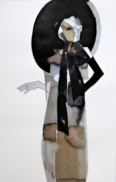 帽子をかぶった優雅な女性 作： Doris Schmitz