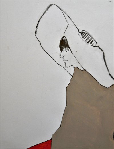 フードを被った女性の横顔 作： Doris Schmitz