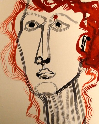 現代的な赤髪の肖像画 作： Doris Schmitz