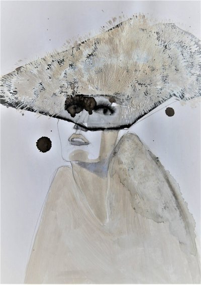 謎めいた帽子の肖像画 作： Doris Schmitz