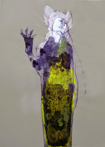 謎めいた紫の人影 作： Doris Schmitz