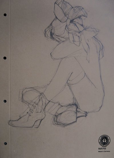 物思いにふける少女のスケッチ 作： Doris Schmitz