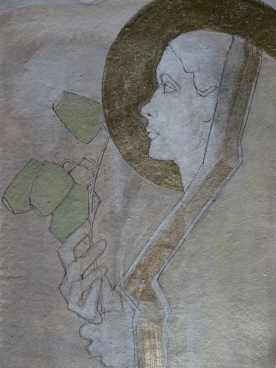 黄金の光輪をまとった女性 作： Doris Schmitz