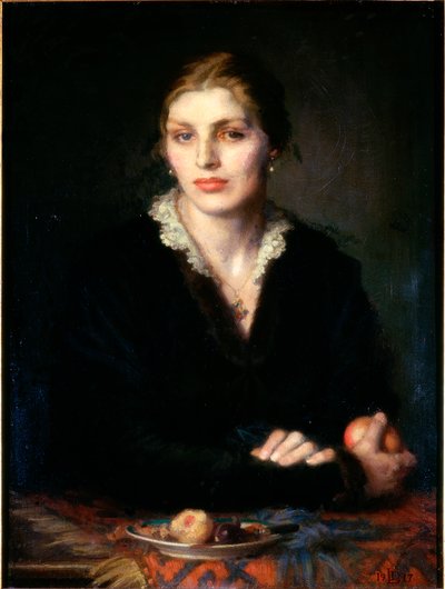 Lady with Fruit Gladys Holman Hunt、1917油彩、キャンバス 作： Dorothea Landau