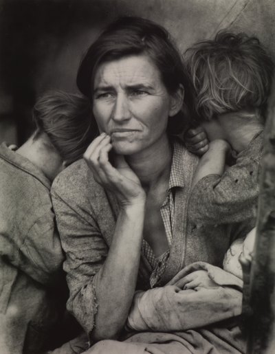 移民の母、カリフォルニア州ニポモ 作： Dorothea Lange