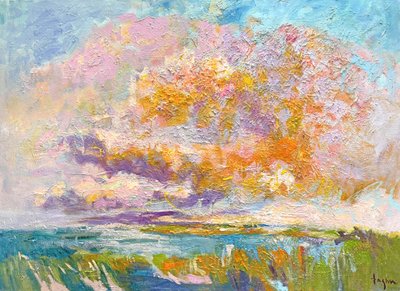 鮮やかな雲の風景と夕焼け 作： Dorothy Fagan