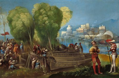 リビア海岸のアエネアスとアチャテス、c。 1520年。 作： Dosso Dossi