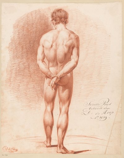 後ろから見た男性立裸体 (2等賞 1819) 作： Douwe de Hoop