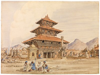 デビ寺院、パタン、ネパール、1850年代 作： Dr. Henry Ambrose Oldfield