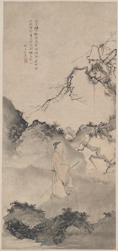 月明かりの中を彷徨う詩人の林布 作： Du Jin