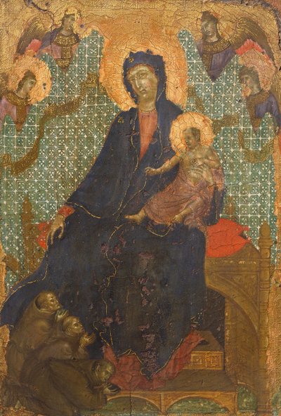 フランシスコ会の聖母」ドゥッチョ・ディ・ブオンインセーニャ（1255年頃～1319年以前）作、木にテンペラ、235x16cm 作： Duccio di Buoninsegna
