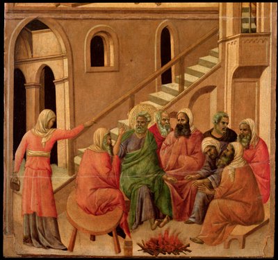 ペテロの否認マエスタ祭壇画（木にテンペラと金彩 作： Duccio di Buoninsegna