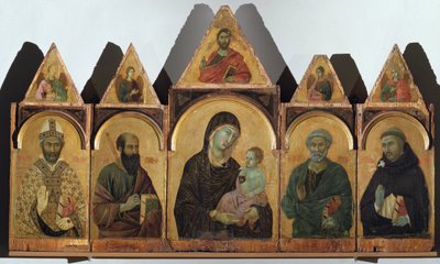 ポリプティックn28（シエナのポリプティック） - パネルに油彩 作： Duccio di Buoninsegna